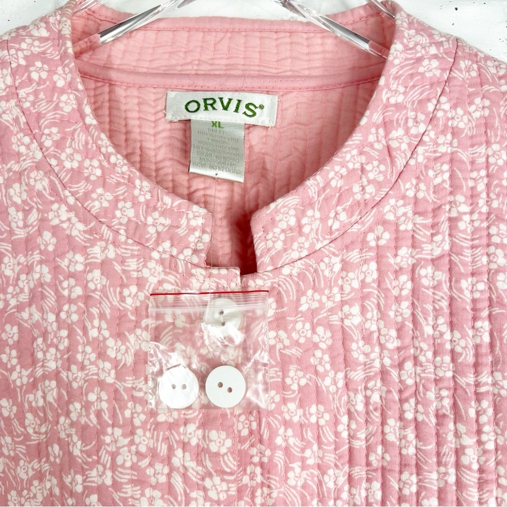 ORVIS Vintage Pink Floral Cotton Button Down Quilted Jacket Boxy Fit XL - Picture 3 of 6